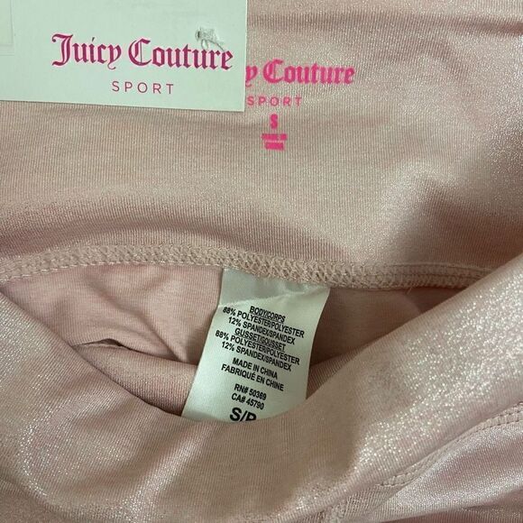 NEW Juicy Couture Sport Pearl Foil Leggings Pink Shimmer Barbiecore Small - Picture 4 of 4